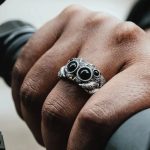 Black Agate Jumping Spider Ring