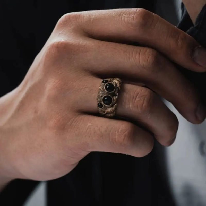Black Agate Jumping Spider Ring - Image 5