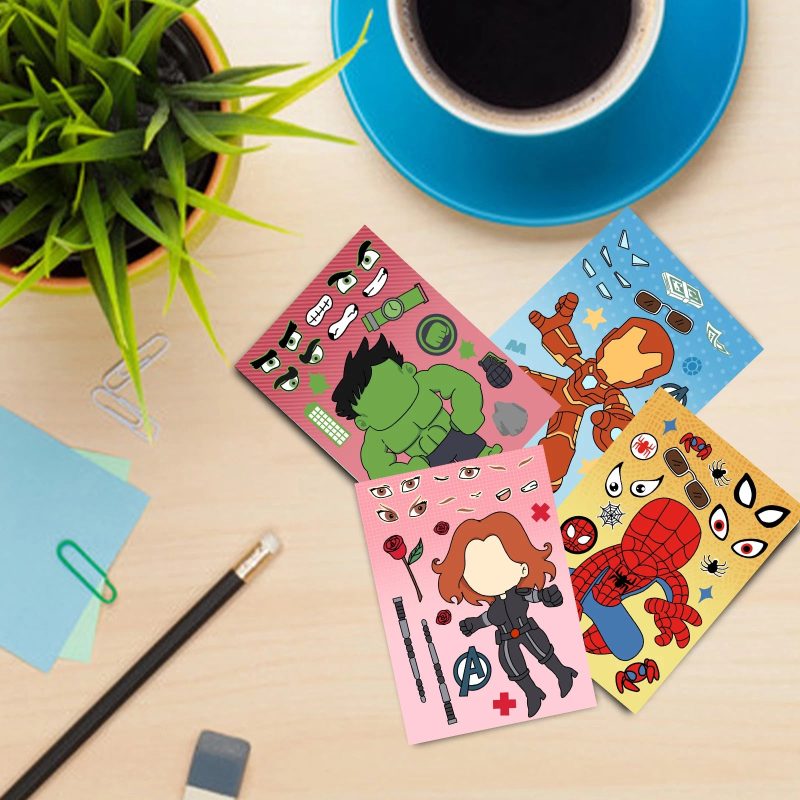 8/16/24pcs Spider-Man & Iron Man Make-A-Face Sticker Set - Image 3